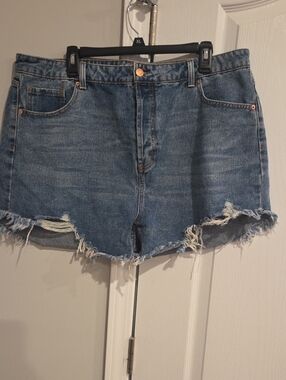 wild fable Mid-Blue Distressed Denim Shorts